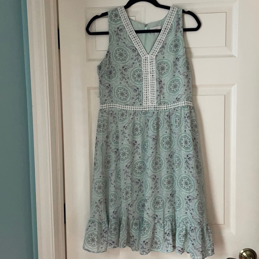 LOFT Mint Lace-Trim Sleeveless Midi Dress
